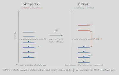 DFT+U effect on band gap opening